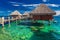 Overwater bungalows with best beach for snorkeling, Tahiti, Poly