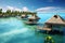 overwater bungalows on a serene tropical lagoon