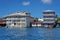 Overwater hotels sea shore Caribbean Panama