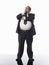 Overweight Businessman Standing With Hand On Chin