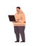 overweight businessman working on laptop fat business man freelancer using notebook social media communication