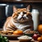 Overweight cat that needs to go on a diet - ai generated image