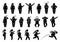 Overweight fat woman basic poses and postures stick figure character pictogram.