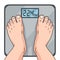 Overweight human feet on scales science