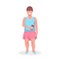 Overweight little girl fat over size child standing pose holding plastic cup unhealthy lifestyle concept female cartoon