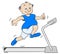 Overweight man jogging on a treadmill