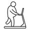 Overweight man treadmill icon, outline style