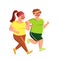 Overweight Man And Woman Jogging Together Vector