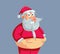 Overweight Santa Pinching his Belly Vector Cartoon