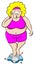 Overweight woman on bathroom scale