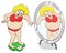 Overweight woman on bathroom scale