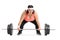Overweight woman preparing to lift a barbell