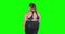 Overweight woman standing and turn around