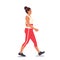 Overweight Woman Walking, Young Plus Size Girl Character in Sportswear Exercising to be Slim. Outdoor Fitness Lifestyle