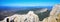 Overwhelming panorama of Hortus mount from Pic Saint-Loup mountain