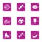 Overwinter party icons set, grunge style
