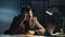 overwork fatigue night video call man headache