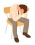 Overworked businessman is under stress with headache. Worried man