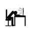 Overworked person at computer pictogram