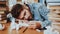 Overworked Text Writer Fell Asleep Lying on Desk