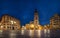 Oviedo, Spain. Panoramic view of Cathedral at dusk