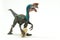 Oviraptor with stolen egg on white background