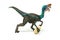 Oviraptor with stolen egg on white background