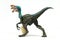 Oviraptor with stolen egg on white background