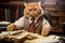 ow Cat Mastering the Office Leads to Business Success. Generative By Ai