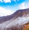 Owakudani is geothermal valley with active sulfur vents and hot