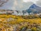 Owakudani hot spring pond with misty and active sulfur vents is