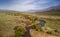 Owens Valley landscape in California , Winding Owens river through the valley