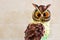 Owl as symbol of wisdom and knowledge. Decorative item, statuette of owl