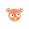Owl bird, orange cartoon owlet head face mask icon