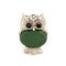 Owl brooch with gems and aventurine isolated on white