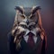 Owl in a Business Suit, Animal Businessman, Predatory Bird Dangerous Boss, Generative AI Illustration