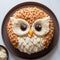 Owl Cake: Dark Orange And Light Beige Rice Pudding Face Cake