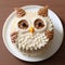 Owl Cake: A Delightful Rice Pudding Face Cake With Comic Cartoon Style