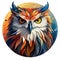 owl cartoon painting in powerful colors