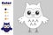 Owl in cartoon style, color by number, halloween education paper game for the development of children, coloring page, kids prescho