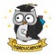 Owl celebration graduated cartoon illustration