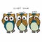 Owl close ears , mouth and eyes cartoon  illustration