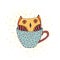 Owl in cup. Vector illustration for t-shirt print, temporary tattoo, sticker design. Kids print design