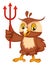 Owl with devil fork, illustration, vector