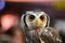 Owl eyes. Owls portrait in the zoo