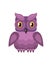 Owl Filin with lilac plumage and yellow eyes