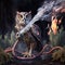 Owl fireman puting out the fire. Generative AI