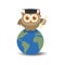 Owl graduate on globe with shade