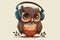 Owl with headphones vintage vector