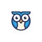 Owl Logo from lines sign bird icon for business monochrome